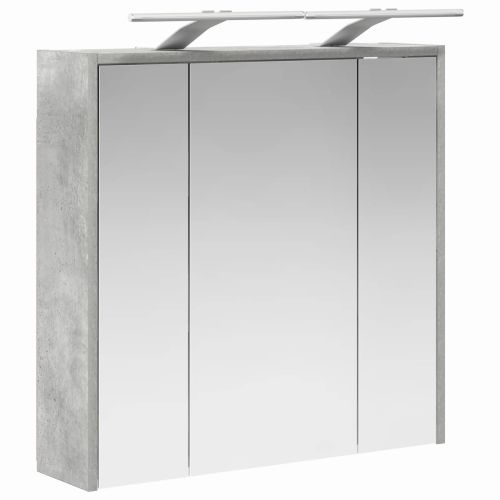 Шкаф с огледало за баня Циментено сиво 63,5 x 16 x 62,5 см