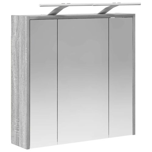 Шкаф с огледало за баня Сив Сонома 63,5 x 16 x 62,5 см