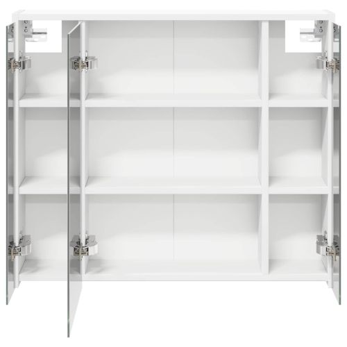 Шкаф с огледало за баня Бяло 73,5 x 16 x 62,5 см