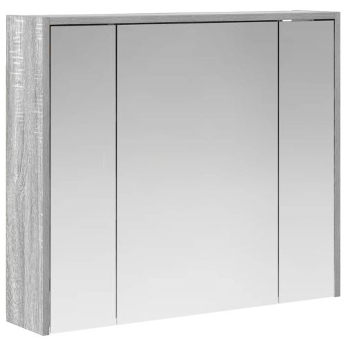 Шкаф с огледало за баня Сив Сонома 73,5 x 16 x 62,5 см
