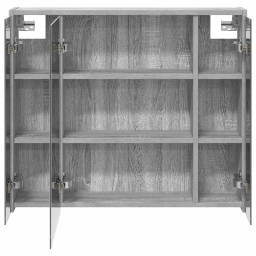 Шкаф с огледало за баня Сив Сонома 73,5 x 16 x 62,5 см