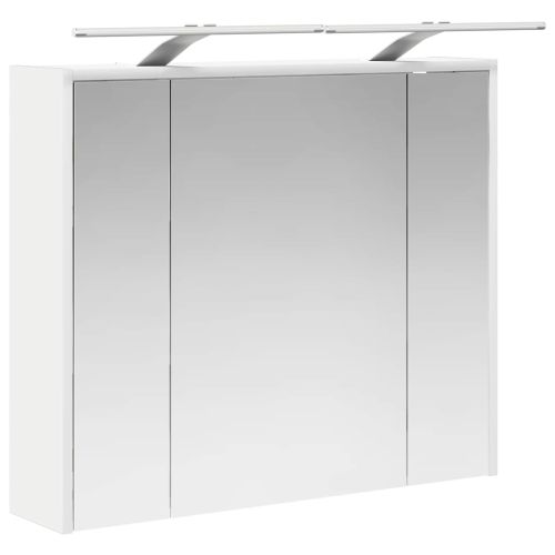 Шкаф с огледало за баня Бяло 73,5 x 16 x 62,5 см