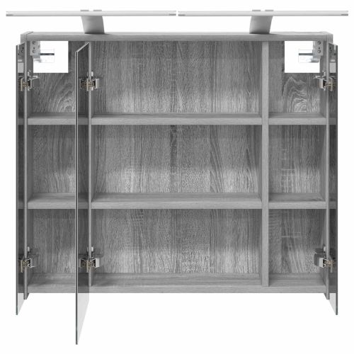 Шкаф с огледало за баня Сив Сонома 73,5 x 16 x 62,5 см
