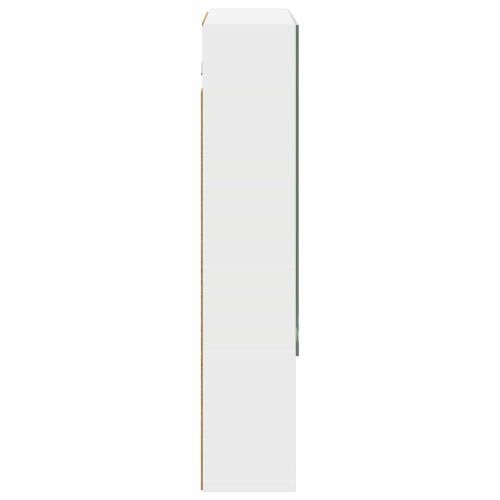 Шкаф с огледало за баня Бяло 60 x 14.5 x 70 см Инженерно дърво
