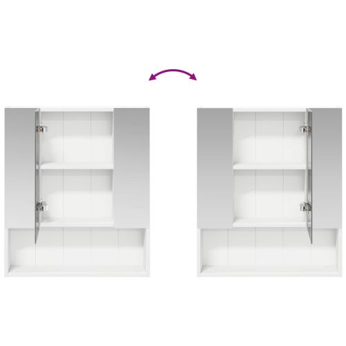 Шкаф с огледало за баня Бяло 60 x 14.5 x 70 см Инженерно дърво
