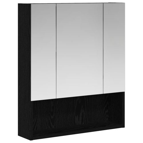 Шкаф с огледало за баня с рафт Черния дъб 60 x 14.5 x 70 см