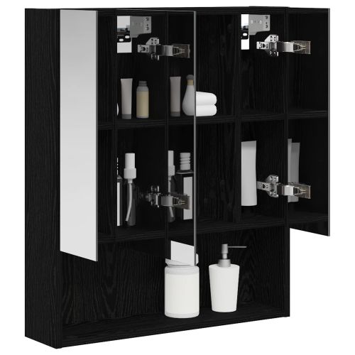 Шкаф с огледало за баня с рафт Черния дъб 60 x 14.5 x 70 см