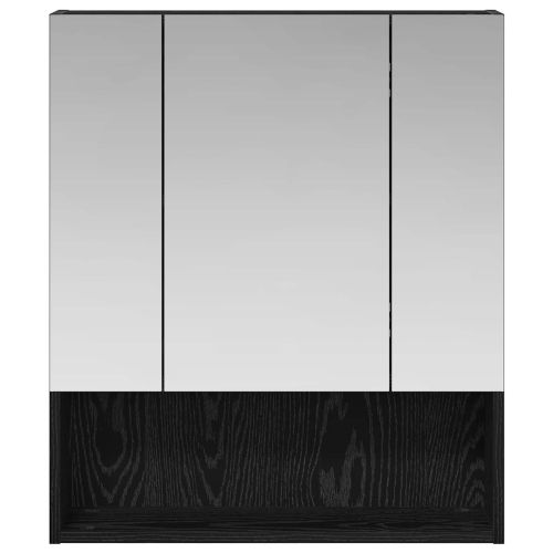 Шкаф с огледало за баня с рафт Черния дъб 60 x 14.5 x 70 см