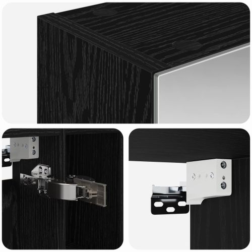 Шкаф с огледало за баня с рафт Черния дъб 60 x 14.5 x 70 см