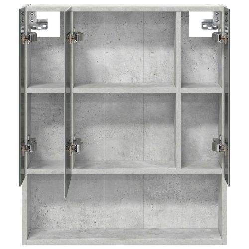 Шкаф с огледало за баня с рафт Циментено сиво 60 x 14.5 x 70 см