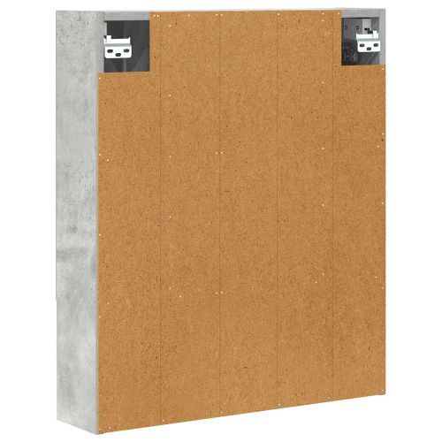 Шкаф с огледало за баня с рафт Циментено сиво 60 x 14.5 x 70 см
