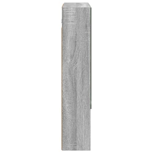 Шкаф с огледало за баня с рафт Сив Сонома 60 x 14.5 x 70 см