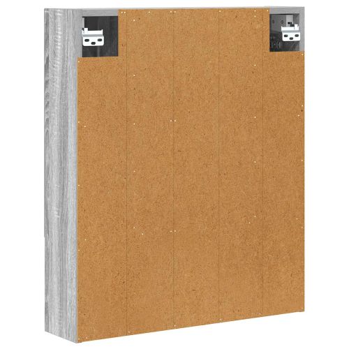 Шкаф с огледало за баня с рафт Сив Сонома 60 x 14.5 x 70 см