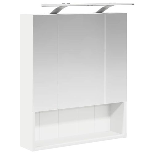 Шкаф с огледало за баня Бяло 60 x 14.5 x 70 см Инженерно дърво
