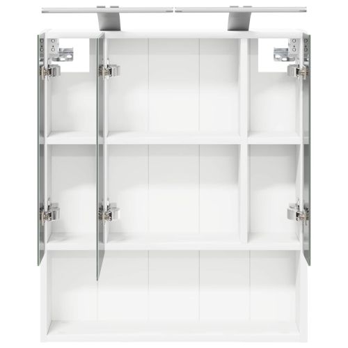 Шкаф с огледало за баня Бяло 60 x 14.5 x 70 см Инженерно дърво
