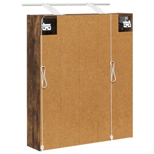 Шкаф с огледало за баня с рафт Димян дъб 60 x 14.5 x 70 см
