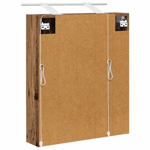 Шкаф с огледало за баня с рафт Старо дърво 60 x 14.5 x 70 см