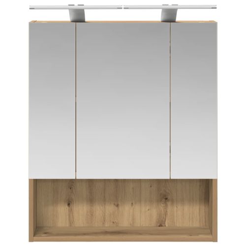 Шкаф с огледало за баня с рафт Дъб Артизан 60 x 14.5 x 70 см