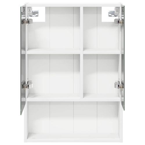 Шкаф с огледало за баня Бяло 50 x 14,5 x 70 см Инженерно дърво