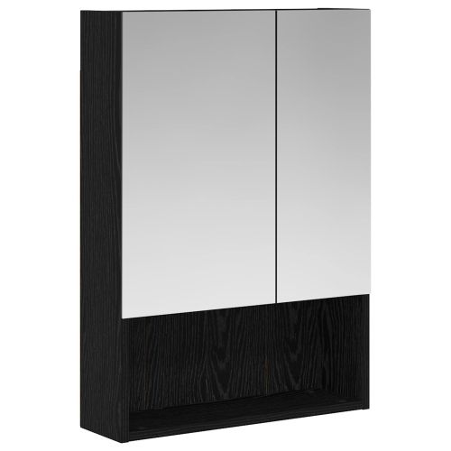 Шкаф с огледало за баня с рафт Черния дъб 50 x 14,5 x 70 см