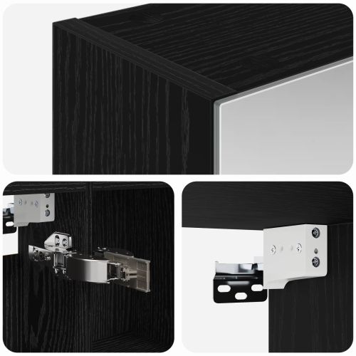Шкаф с огледало за баня с рафт Черния дъб 50 x 14,5 x 70 см