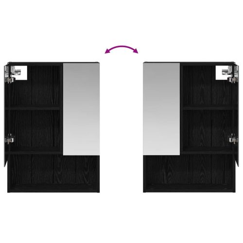 Шкаф с огледало за баня с рафт Черния дъб 50 x 14,5 x 70 см