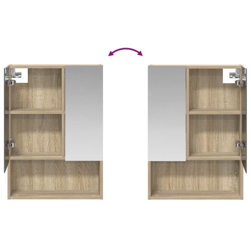 Шкаф с огледало за баня с рафт Сонома дъб 50 x 14,5 x 70 см