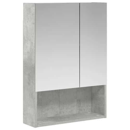 Шкаф с огледало за баня с рафт Циментено сиво 50 x 14,5 x 70 см