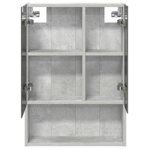 Шкаф с огледало за баня с рафт Циментено сиво 50 x 14,5 x 70 см