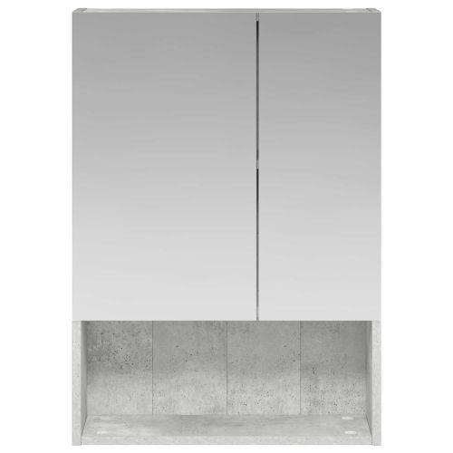 Шкаф с огледало за баня с рафт Циментено сиво 50 x 14,5 x 70 см