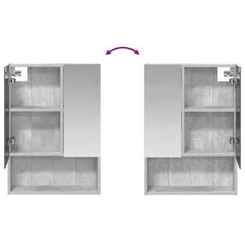 Шкаф с огледало за баня с рафт Циментено сиво 50 x 14,5 x 70 см