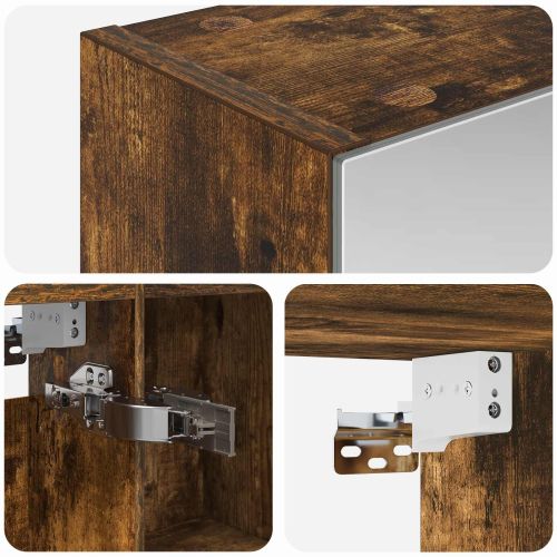 Шкаф с огледало за баня с рафт Димян дъб 50 x 14,5 x 70 см