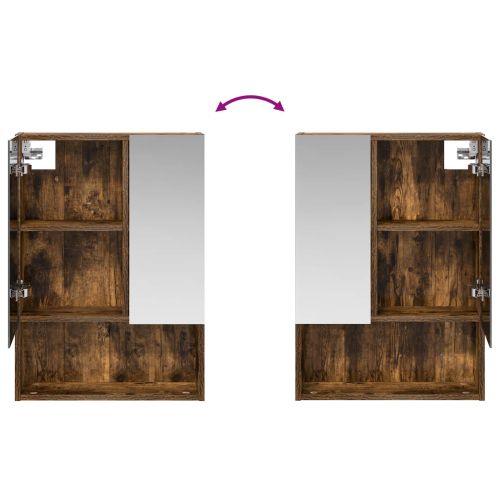 Шкаф с огледало за баня с рафт Димян дъб 50 x 14,5 x 70 см