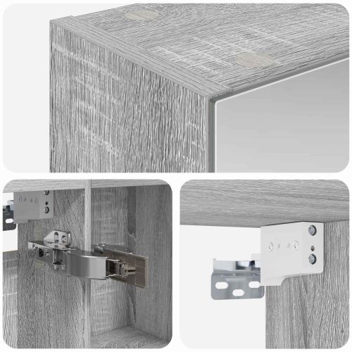 Шкаф с огледало за баня с рафт Сив Сонома 50 x 14,5 x 70 см