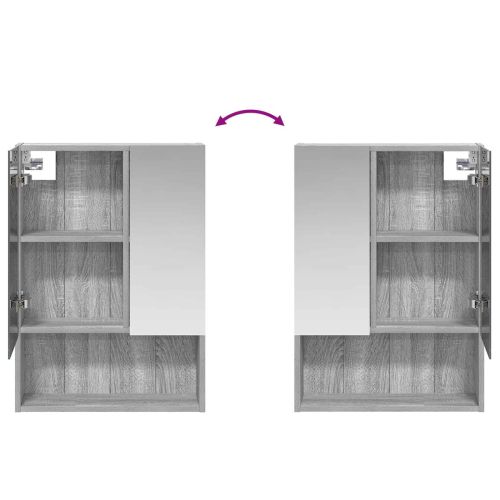 Шкаф с огледало за баня с рафт Сив Сонома 50 x 14,5 x 70 см