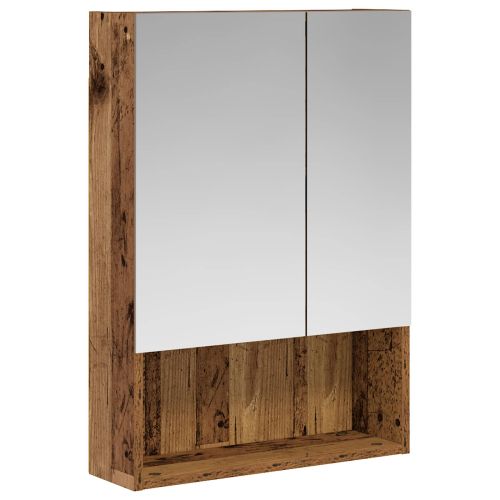 Шкаф с огледало за баня с рафт Старо дърво 50 x 14,5 x 70 см