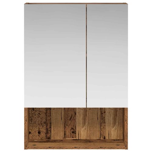 Шкаф с огледало за баня с рафт Старо дърво 50 x 14,5 x 70 см