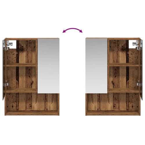 Шкаф с огледало за баня с рафт Старо дърво 50 x 14,5 x 70 см