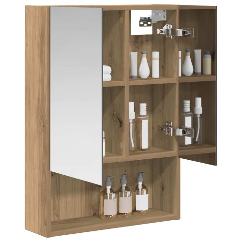 Шкаф с огледало за баня с рафт Дъб Артизан 50 x 14,5 x 70 см