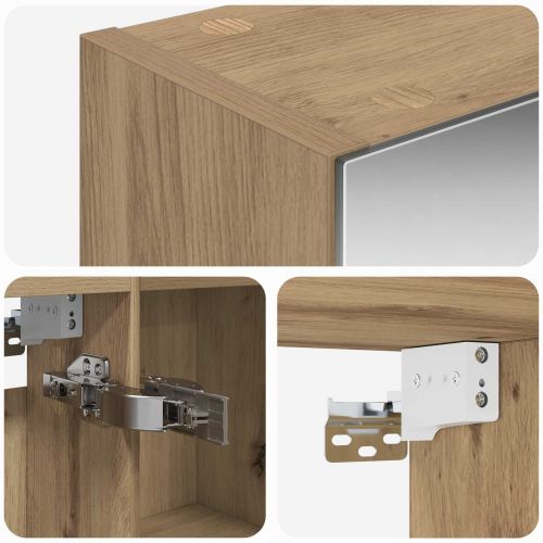 Шкаф с огледало за баня с рафт Дъб Артизан 50 x 14,5 x 70 см