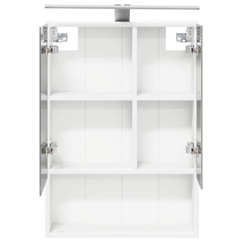Шкаф с огледало за баня Бяло 50 x 14,5 x 70 см Инженерно дърво