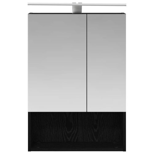 Шкаф с огледало за баня с рафт Черния дъб 50 x 14,5 x 70 см