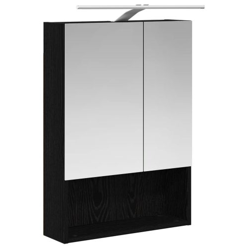 Шкаф с огледало за баня с рафт Черния дъб 50 x 14,5 x 70 см