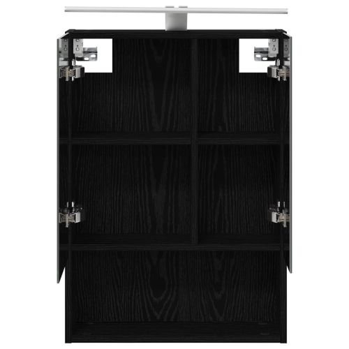 Шкаф с огледало за баня с рафт Черния дъб 50 x 14,5 x 70 см