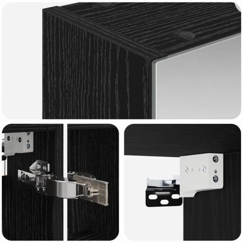 Шкаф с огледало за баня с рафт Черния дъб 50 x 14,5 x 70 см