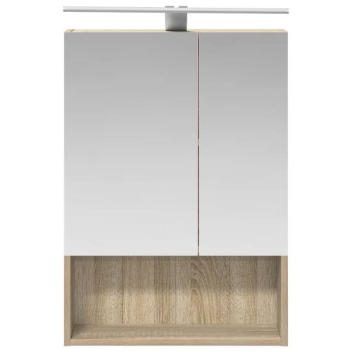 Шкаф с огледало за баня с рафт Сонома дъб 50 x 14,5 x 70 см