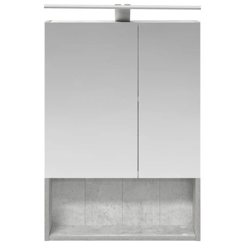 Шкаф с огледало за баня с рафт Циментено сиво 50 x 14,5 x 70 см