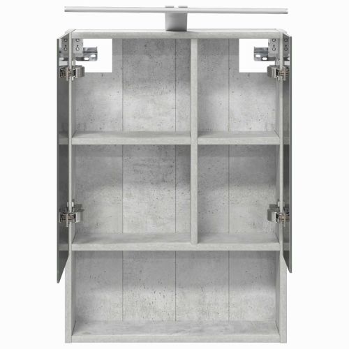 Шкаф с огледало за баня с рафт Циментено сиво 50 x 14,5 x 70 см