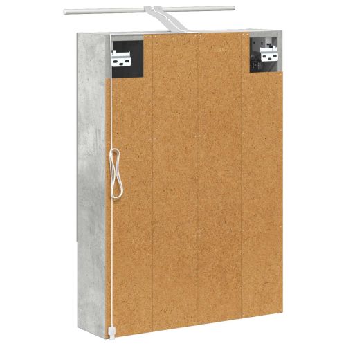 Шкаф с огледало за баня с рафт Циментено сиво 50 x 14,5 x 70 см