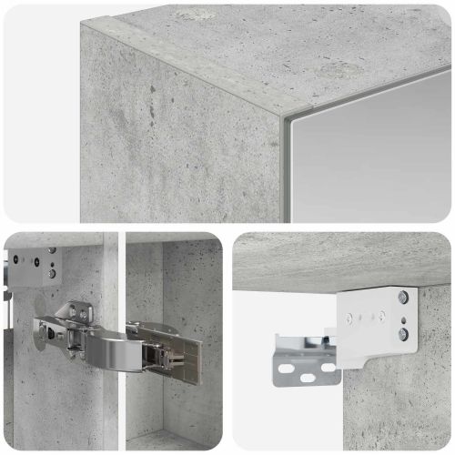 Шкаф с огледало за баня с рафт Циментено сиво 50 x 14,5 x 70 см